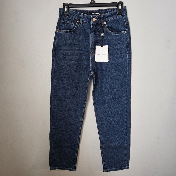 Nocturne Jeans Dark Blue High-Waisted Neutral Solid Classic Casual - Picture 1 of 11